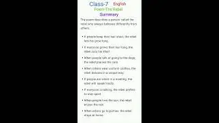 Class-7 Poem- The Rebel Summary #english #education #yt