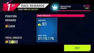 Asphalt 9 &middot; Weekly Competition &middot; TouchDrive &middot; Cliffhanger &middot; AMG &middot; 1:19.176 &middot; Top 1%