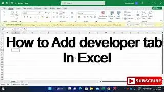 How to add developer tab in Ribbon in Excel || Add developer Tab In your Excel Ribbon |