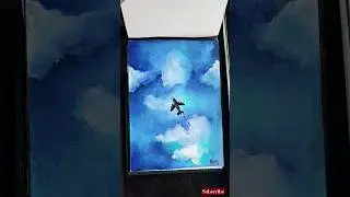 Scenery drawing / aesthetic/ sky painting / aeroplane drawing #scenery