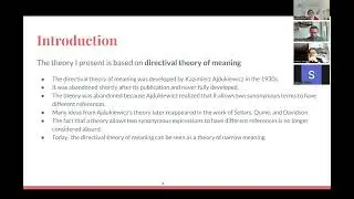 New applications of the directival theory of meaning (lecture by Paweł Grabarczyk)