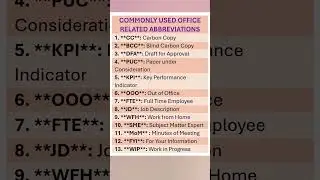 Common Abbreviations (Office) English Vocabulary. Learn English. #english #vocabulary #spokenenglish