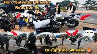 Gurup Ride Wheelie 🥵 || Hero Splendor Wheelie Reaction 🤣 ||