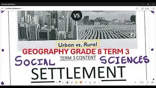 Social Sciences Geography Grade 8 Settlement Term 3