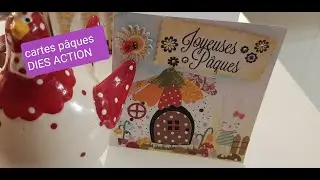 Carte pâques 🍫🍬DIES ACTION et bloc Papier ACTION #scrapbooking #cartescrapbooking