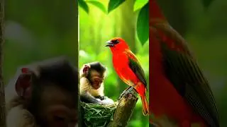 Look how beautiful the red bird is.#viral #reels #love #birds #monkey #shots #viralvideo #newvideo