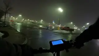  foggy Saturday night Walmart ride on my ecotric 20in fat tire e-bike before the 2 days of snow come