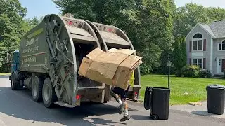 Shaw Rubbish Split Body Garbage Truck Flying Through Trash And Recycling