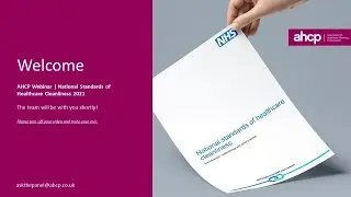 AHCP Webinar | National Standards of Healthcare Cleanliness 2021 | Tuesday 15th June