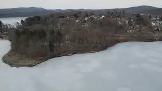 Flying over the Lake Gleneida, Carmel, NY.