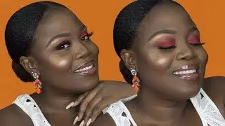 EASY BRIGHT ORANGE EYESHADOW +  SUMMER GLOWY SKIN MAKEUP TUTORIAL