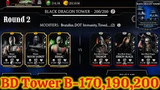 Black Dragon Tower Boss Battle 200 & 170 , 190 Fight + Reward MK Mobile | Team Triborg & Klassic