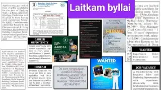 Laitkam byllai - vacancies: Resort Manager, Junior Engineer, Sales Marketing Executive, Barista, ...