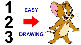 Turn 123 into Jerry mouse drawing easy - How to draw Jerry drawing from Tom and Jerry cartoon easy