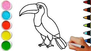 how to drawing crow 🐦&zwj;⬛ for kids | crow colouring | crow painting & learning | bird drawing 