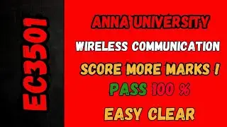 Wireless Communication important Questions Anna University EC3501 💯Pass Score More Marks !!