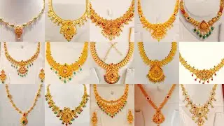 Lightweight gold necklace wonderful collection with weight | short necklace designs