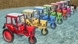 TRANSPORT WORK with Colors JUST 3 WHEELS MINI TRACTORS - Farming Simulator 22