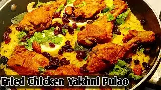 Fried Chicken Yakhni Pulao/How to Make  Fried Chicken Pulao Platter Easy and Quick Recipe For Davat 