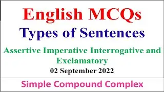 English Grammar Types of Sentences MCQs|| Simple Compound Complex|| SST General AJKPSC NTS FPSC MCQs