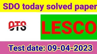 SDO (LESCO) Today solved paper || #ots #lesco #todaypaper