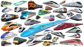 50 Trains names and sounds | Bullet Trains, Subway, Steam & High-Speed Trains | Learn Train Names