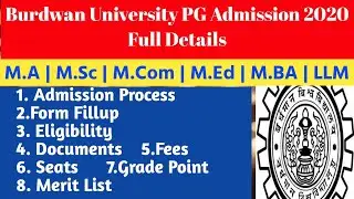 Burdwan University PG Admission 2020 Full Detail | burdwan university | pg admission process bu
