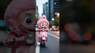 Labubu ride a scooter #labubu #shorts #cute