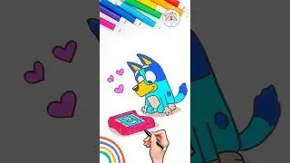 How to Draw Bluey | Draw Bluey and Tablet 🌈🐶 #bluey #drawing #forkids #shorts #viral