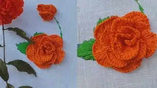Very easy cute woven rose embroidery designe । hand embroidery work❤@stitchcraft12 