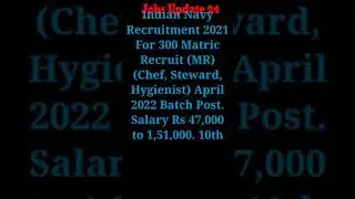 Indian Navy Recruitment 2021 For 300 Matric Recruit (MR) Posts &brvbar;&brvbar; #shorts &brvbar;&brvbar; Jobsupdate24