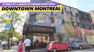 Downtown Montreal Tour in 4K: Stanley and Sainte-Catherine Street West!