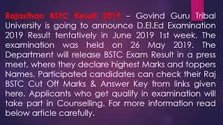 Rajasthan BSTC Result 2019 | Get BSTC Exam Result Releasing Soon
