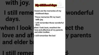 Essay on my childhood days English essay #short