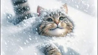 Кот 🐈 в снегу ❄️