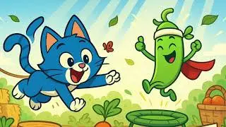 🎵 The Blue Cat &ndash; The Acrobat Bean 🌱 | Action Song for Kids | Bouncy Garden Nursery Rhyme