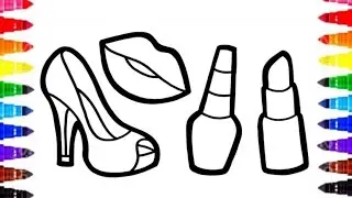 Lipstick 💄mouth 💋 shoe 👠 Drawing Painting And colouring for the preschool kids and toddlers