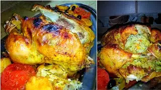 أروع دجاج محمر محشي بالأرز بتتبيلة مميزة😍... أفخم طبق للإفطار😍