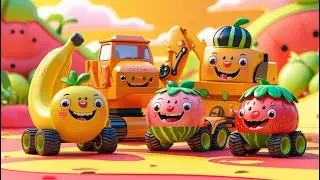 🛠️🍍 3D Fruit Construction Vehicles + Kids Learning Songs 🎤🧒