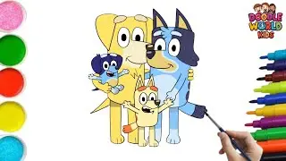 How to Draw Dade dog and Bluey   Muffin Man Song  | Muffin Man Song | Easy Drawing for Kids