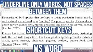 Сочетание клавиш для подчеркивания только слов, а не пробелов, в MS Word | Как подчеркнуть только...