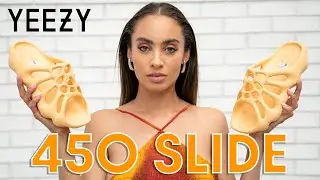 WOW!  Is the YEEZY 450 SLIDE BETTER than Yeezy Slides? Cream On Foot Review, SIZING and How to Style