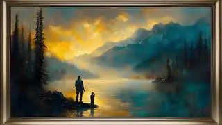 Gold Framed TV Art - Father And Son Love Painting - Father's Day Screensaver For Your TV🎣💙