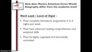 Honors American Civics and World Geography