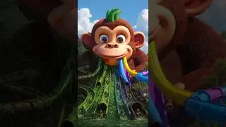 🐵🌈 Monkey Water Park Slide 😱 | Rainbow Slides ka Sabse Maza | Amazing Water Park Fun 🎢💦#viral #love