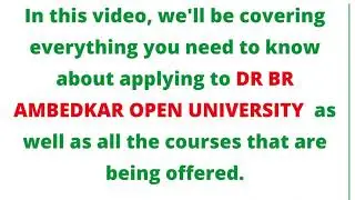 Open Degree Admission Date 2022 in Dr. BR Ambedkar Open University Open PG Admission date 2022 Last