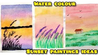 12 Easy water colour sunset paintings ideas/water colour paintings/   #art #sunset