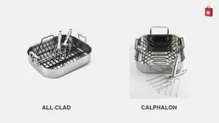 Calphalon Tri-Ply Stainless Steel 14 In. Roaster with Roasting Rack and Lifters Comparison Video