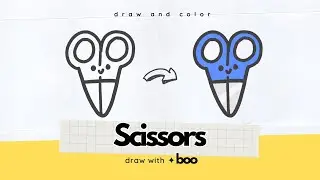 How to Draw and Color SCISSORS ✂️ school doodle | Easy Drawing for Kids | DRAW WITH BOO