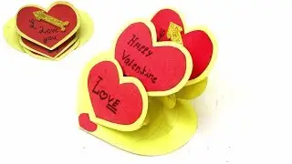 Triple Heart Valentine Card - How To Make Valentine Card | Easy Popup Valentine Cards